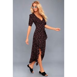 Lulu's Dresses - 🆕 Prairie Serenade Black Floral Midi Dress Lulu's Dresses - 🆕 Prairie Serenade Black Floral Midi Dress